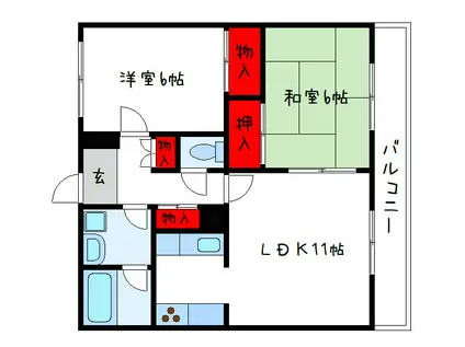 アスガルド(2LDK/3階)の間取り写真