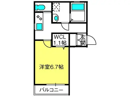  氷川参道メゾンテラーダII(1K/3階)の間取り写真