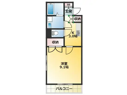 第六田嶋ビル(1K/1階)の間取り写真