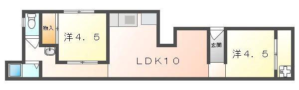 メゾンカッサ守口(2LDK/1階)の間取り写真