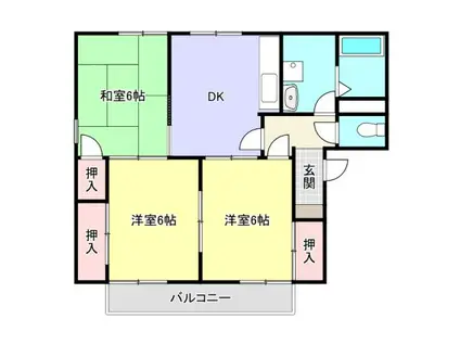 フレグランス市道A棟(3DK/2階)の間取り写真