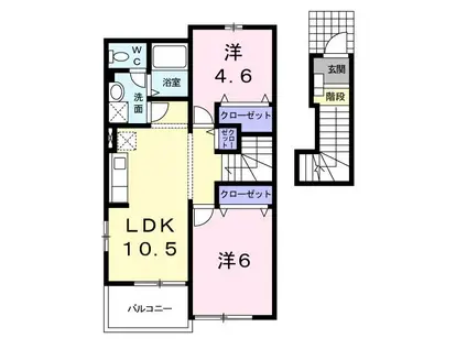 エスポワール吉田III(2LDK/2階)の間取り写真