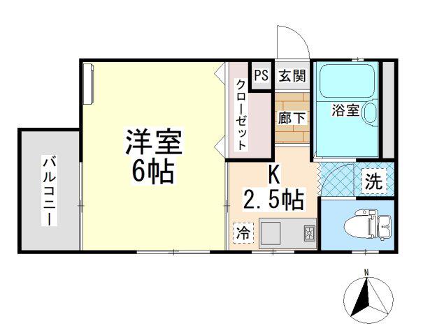 山城TOC(1K/2階)の間取り写真