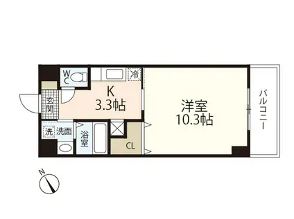 TEBURA INN船越(1K/2階)の間取り写真