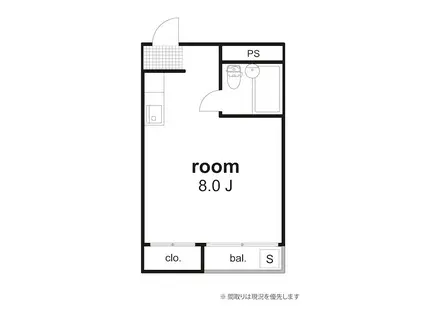 コンフォルト元菊(1K/2階)の間取り写真