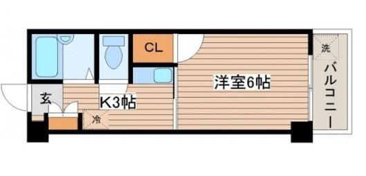 ロイヤルシティ隅の浜(1K/2階)の間取り写真