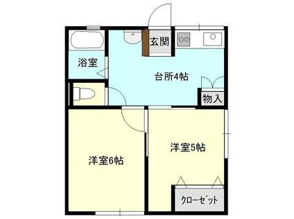 シティハイムセゾン(2DK/2階)の間取り写真