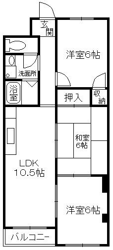 パルティールマンション 4階(3LDK/4階)の間取り写真