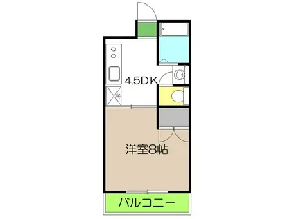 ヴィラまほら(1DK/3階)の間取り写真