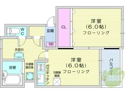 第十一ショーケービル(2K/1階)の間取り写真