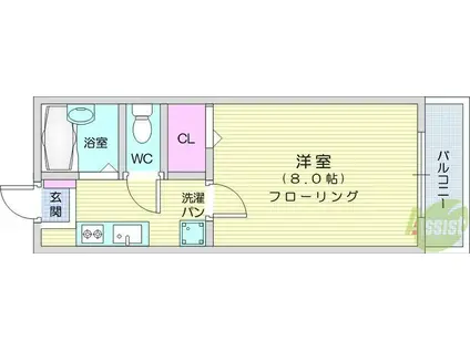 アークハイム(1K/1階)の間取り写真