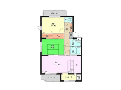 スカイコート入善(2LDK/3階)の間取り写真