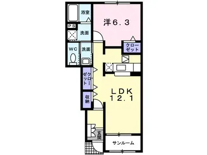エクセレント メゾン(1LDK/1階)の間取り写真