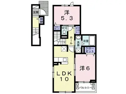 エクイティII(2LDK/2階)の間取り写真
