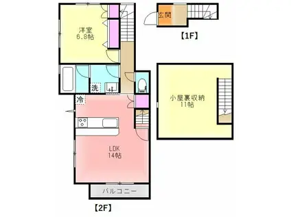 サンライズ四街道(1SLDK/2階)の間取り写真