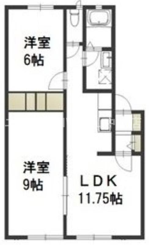 ベルリード平野A(2LDK/1階)の間取り写真