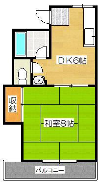 パープルビレッジ(1DK/2階)の間取り写真