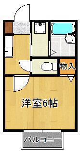 プランドール宇佐町(1K/2階)の間取り写真