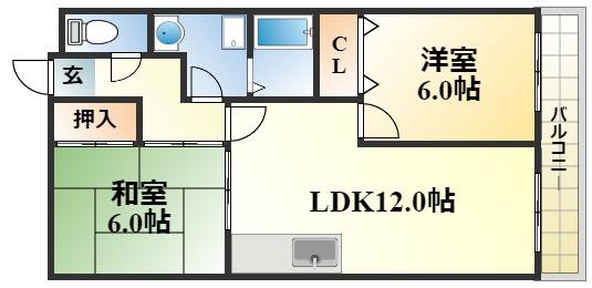パレス金ヶ原(2LDK/3階)の間取り写真