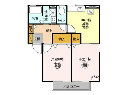 グローリー(2DK/2階)の間取り写真