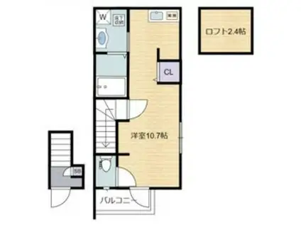 あんしん大蓮東08 1084(ワンルーム/2階)の間取り写真