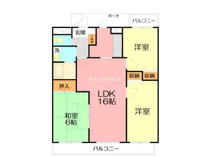 フレアI(3LDK/3階)の間取り写真
