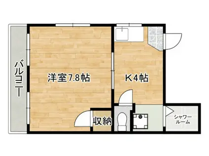 清水ビル(1K/4階)の間取り写真