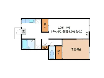 プレジール堀川(1LDK/1階)の間取り写真