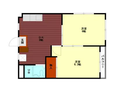 メゾンソニア(2DK/3階)の間取り写真