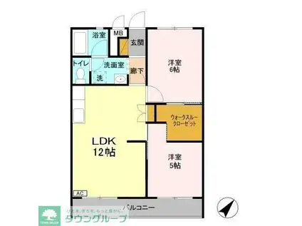 松丸コーポラス(2LDK/2階)の間取り写真