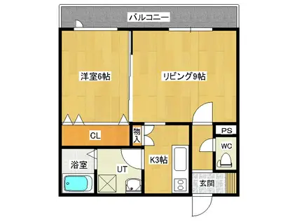 シャイニングラピュタ(1LDK/3階)の間取り写真