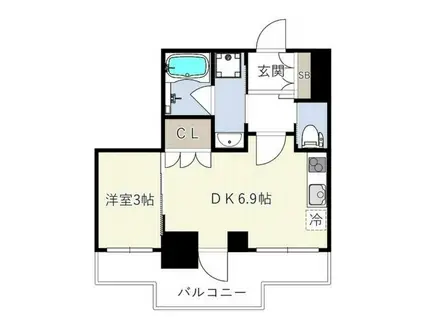 ES-GRANDE木場公園(1DK/3階)の間取り写真