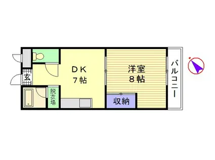 スライブ皆実(1DK/2階)の間取り写真