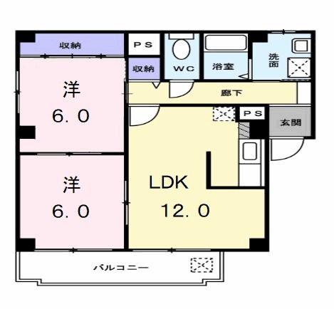 ドエルK.S(2LDK/3階)の間取り写真
