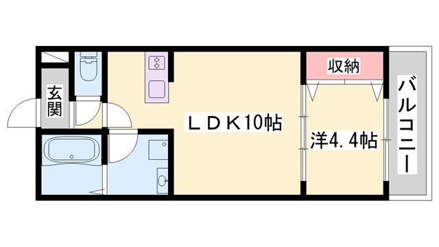 アプローズ加古川(1LDK/2階)の間取り写真