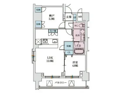 スプランディッド上本町ウエスト(1SLDK/4階)の間取り写真