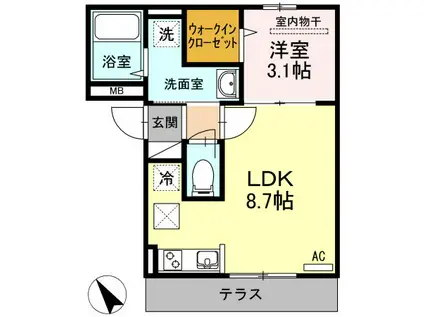 アプリコット美里(1LDK/1階)の間取り写真