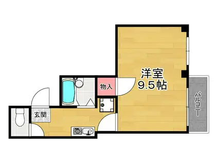 プランドール牧野駅前(1K/3階)の間取り写真