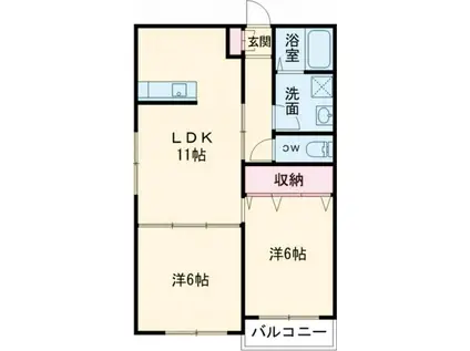 キミエ学研都市レジデンス(2LDK/1階)の間取り写真