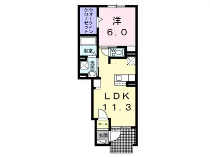 アスカI(1LDK/1階)の間取り写真