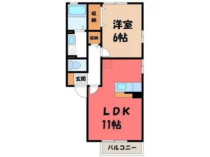 フォレスト・コートB(1LDK/1階)の間取り写真