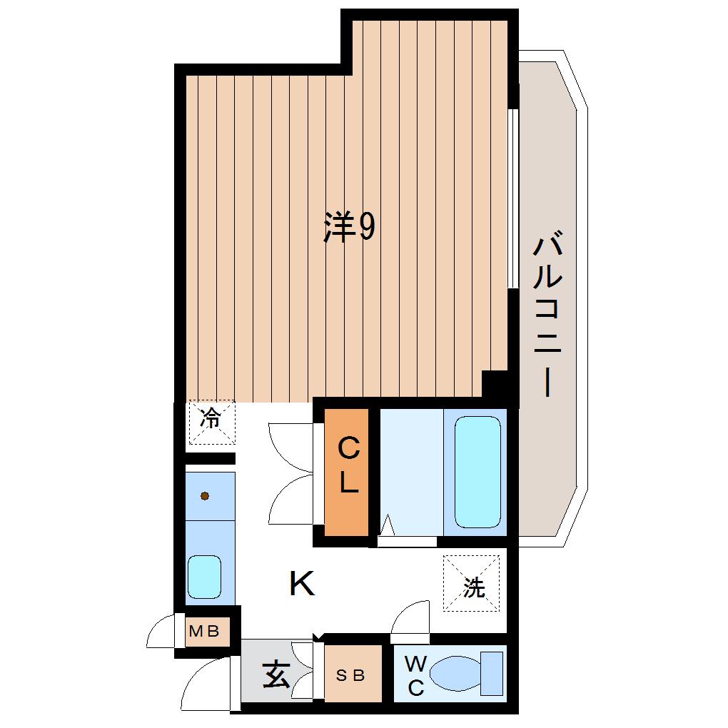 キャピタル萩野町(ワンルーム/2階)の間取り写真