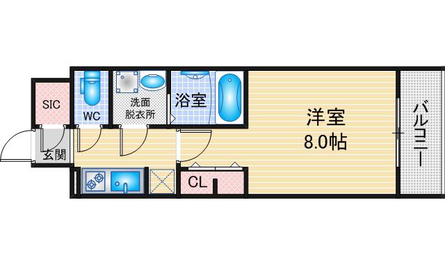 S-RESIDENCE堀田駅前FUTUR(1K/7階)の間取り写真