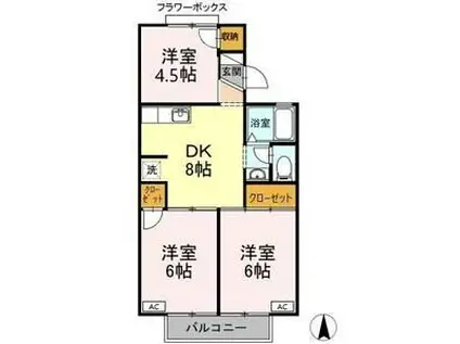 スカイハイツ小野(3DK/2階)の間取り写真