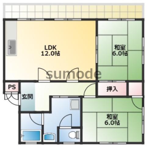 シャンテ並木I(2LDK/3階)の間取り写真