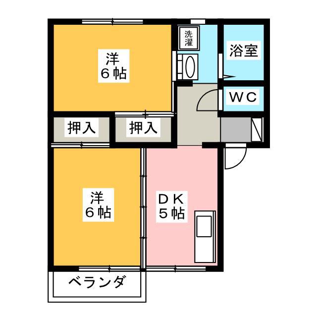 メゾンレガロ(2DK/1階)の間取り写真