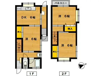 コーポ黒田(3DK/1階)の間取り写真