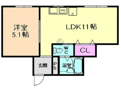 サンハイツ塚本(1LDK/1階)の間取り写真