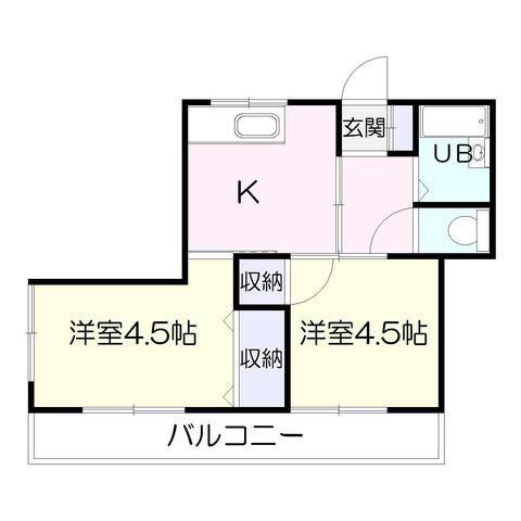 サンシャイン下荒田(2K/4階)の間取り写真