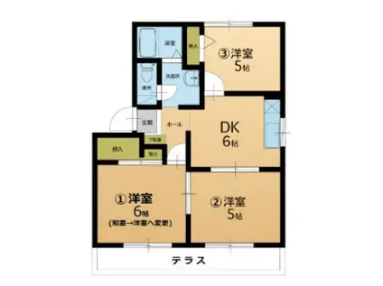 ラフォーンヴィラ(3DK/1階)の間取り写真